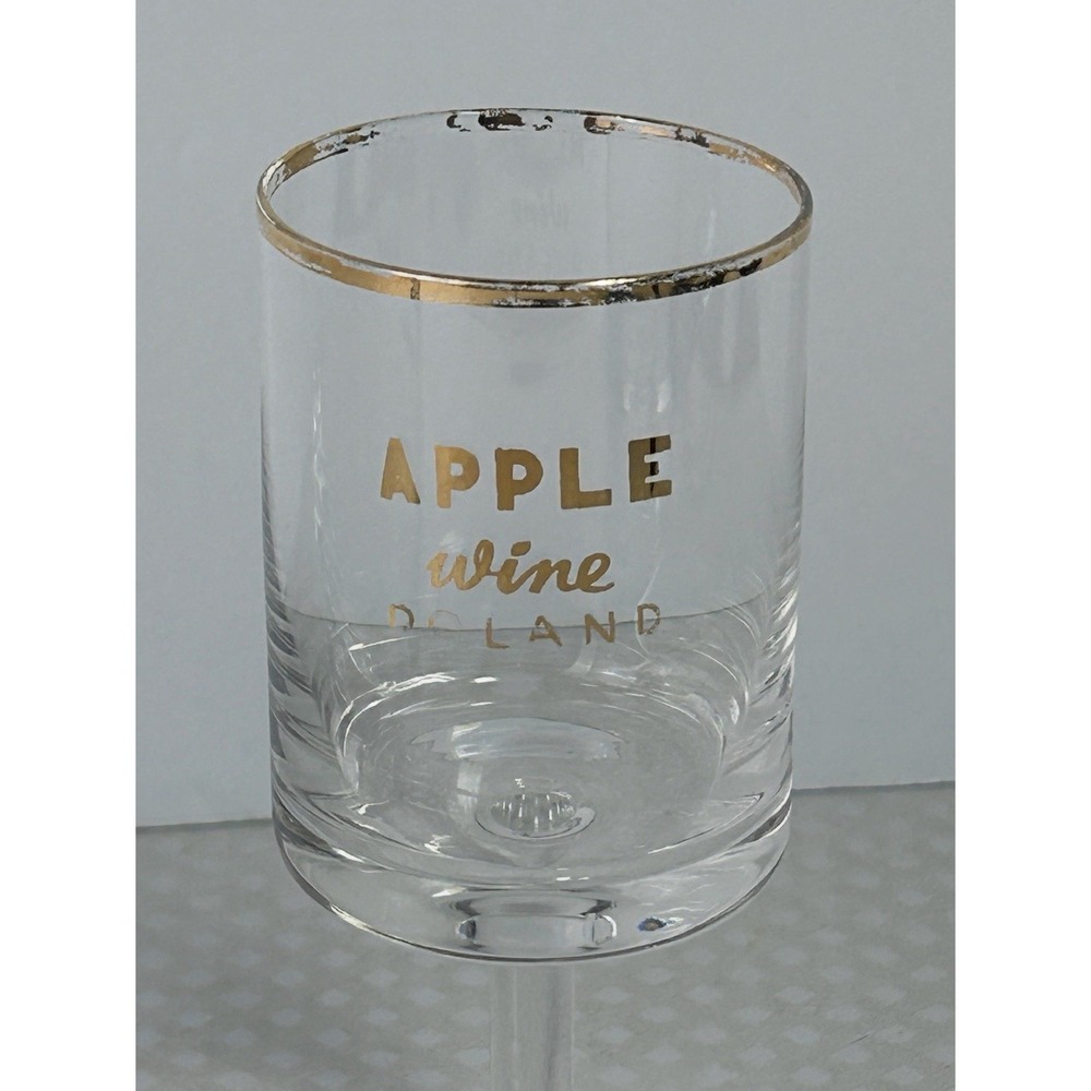 Vintage Apple Wine Poland Stemmed Glasses Set 3 Gold Rim Barware Retro - Picture 4 of 10